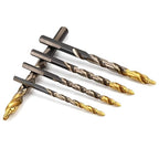 COMOWARE 29Pcs Stepped Point Drill Bit Set, 1/16" – 1/2" Drill Bit Index, HSS M2 Jobber Drills Bits, No Pre-Drilling, Titanium-Coated, 3-Flat Shank, Drills Bits Set for Metal/Plastic/Acrylic/Wood