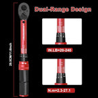 1/4" Torque Wrench (20-240 in-lb / 2.3-27.1 Nm) -Dual Scale, 72-Tooth Ratchet, ±3% Pre-Calibrated Accuracy, Suitable for Bike & Bicycle Maintenance