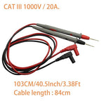 Test leads 1000V 20A Ultra-Sharp Gold-Plated Test Probe Lead for Multimeter Meter Test lead, 40.5 inch / 103 cm, multimeter test leads for Fluke/AstroAI/INNOVA/Klein Multimeter Electronic Clamp tester