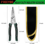 Heavy Duty Industrial Scissors 8.5'', Utility Sharp Aviation Tin Snips, Finely Serrated CR-V Blades with Safety Lock, for Cutting Wires, Cardboard, Plastic, Carpet, Metal Sheet