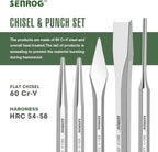 12-Piece Punch and Chisel Set, Including Pin Punch, Cold Chisel, Taper Punch, Center Punch, Carrying Case, Widely Used in Factories, Repair Shops, Home