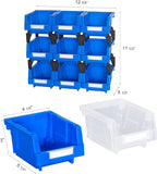 Plastic Garage Stacking Hanging Storage Bins,5-1/3"X4-1/5 X3,Clear,9 pack