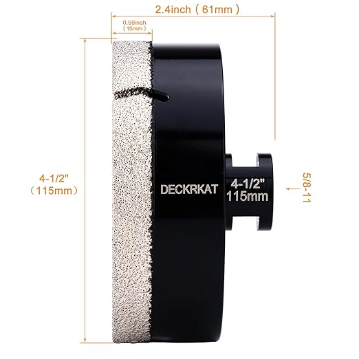 4-1/2" Diamond Hole Saw, 115mm Tile Hole Saw Drill Bit Diamond Tipped for Granite Marble Ceramic Glass Porcelain Quartz Tiles Stones Countertop, Core Drill Bits with 5/8-11 Thread for Angle Grinders
