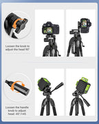 Laser Level Tripod, Huepar 56-inch Extendable Height Tripod Use with Line Lasers, Point Lasers, Laser Distance Measures, 1/4" and 5/8" Thread Mount, Multi-Function Hook, Non-Skid Feet, TPD14