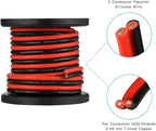 BNTECHGO 8 Gauge Flexible 2 Conductor Parallel Silicone Wire Spool Red Black High Resistant 200 deg C 600V for Single Color LED Strip Extension Cable Cord,Model,20ft Stranded Tinned Copper Wire
