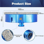 6 Inch Diamond Core Drill Bit for Porcelain Tile Ceramic Marble Granite Drilling,BRSCHNITT 2pcs Vacuum Brazed Diamond Hole Saw with 5/8-11 Thread (152mm 2pcs)