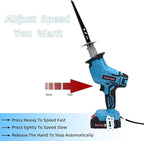 21v Cordless Reciprocating Saw, 2.0 Ah Battery Operated Reciprocating Saw With Charger,Hog Ring Anvil And 4 Pcs Blades For Wood Pvc Pipe Tree Cutting By SHINTYOOL