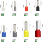Fidioto 1200pcs Wire Ferrules Terminals Kit, AWG 22-8 Terminal Connector Wire Insulated Cord Pin Ends Terminals for Electric, Industrial, Power Control System, etc.