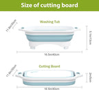 Collapsible Cutting Board,HI NINGER Camping cutting board with knife,Multifunctional Kitchen Vegetable Washing Basket Silicone Dish Tub for Camping Kitchen essentials/bbq prep tub/rv accessories