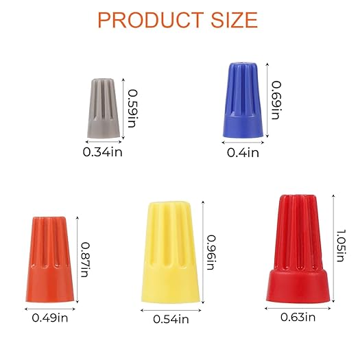 600PCS Wire Connectors Nuts 18-16 AWG Electric Wire Caps Insulating Insert Twist Electrical Wire Connectors Orange Red Wire Assortment Nuts for Quick Connection