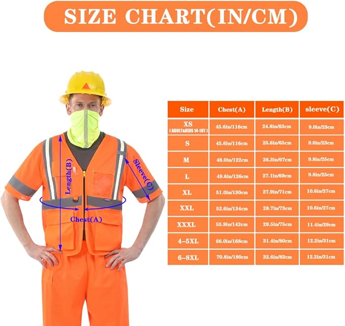 A-SAFETY 6xl 7xl 8xl High vis Reflective Mesh Glow Vest orange Class 3