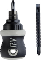 Buspoll Ratcheting Stubby Screwdriver - Adjustable Length, Reversible Dual End, Magnetic Tip - Compact, Portable, Pocket Size.