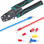 smseace 201pcs Crimping Tool with Fork Spade Connectors 12-Sizes(M3/M4/M5/M6) 22-10AWG Wire Fork Connectors U-Type Terminal Multifunction Wire Crimping Tool