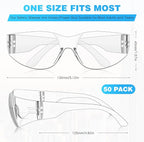 WFEANG Safety Glasses - Clear Protective Eyewear with ANSI Z87.1, Scratch and Impact Resistant, Eye Protection Glasses for Work, Lab, Construction (Pack of 50 Clear)