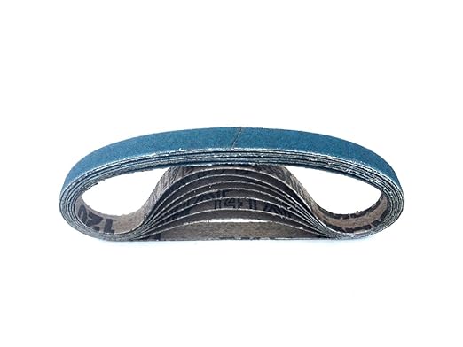 3/8 x 13 Inch Sanding Belts - Starcke Premium 24 Grit Blue Zirconia Cloth Belt Sanders for Woodworking, Metal, Composites & Aluminum, Autobody Sandpaper Belts, Narrow Air File Belt Sanding - 30 Pack