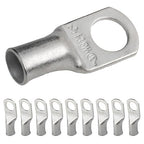 SELTERM 10pcs 4 AWG-3/8 Stud (Wide Pad) Tinned Copper Wire Lugs, Heavy Duty Battery Cable Ends,4 Guage Ring Terminals, UL Battery Lugs Marine Grade Copper Eyelets Battery Terminal Connectors