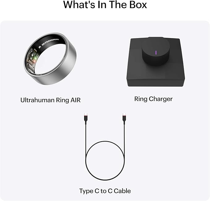 ULTRAHUMAN Ring AIR-Smart Ring Health Tracker, Size First Sizing Kit,Sleep Tracker,Smart Ring for Men/Women,Fitness Tracker (Made in The USA, Raw Titanium, 6)