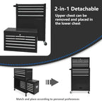 13-Drawer Tool Chest with Wheels,2 in 1 Detachable Rolling Tool Chests with Drawers,Large Tool Box with Lock,Mobile Steel Tool Cabinet Storage for Warehouse,Garage-Black
