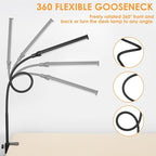 ShineTech LED Desk lamp with Clamp, Eye-Caring Clip Lights for Home Office, 3 Colors Full Brightness, Flexible Gooseneck USB Adapter Table Lamp, Black