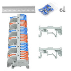 3Pcs Lever Wire Connectors, 2 in 10 Out, Push-in, 4-2.5 mm² Quick Wiring DIN Terminal Blocks, 36Pcs Wire Ferrules Terminals & 6.89 Inch DIN Rail Included