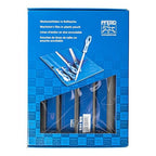 PFERD 5-Piece 8" Machinist File Set – Bastard Coarse Cut – With Ergonomic Handles & Plastic Pouch – For Universal Roughing & Finishing – Part 16078