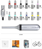 13-in-1 Ratcheting Screwdriver Set with 12 S2 Driver Bits, Direction Converter, and Magnetic Storage - Durable Aerospace Aluminum Handle for Household and Automotive Use.