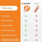 SELTERM 5pcs 2/0 AWG 5/16" Stud Copper Wire Lugs, Battery Lugs, Ring Terminals, Battery Cable Ends, 00 Gaug Ring Terminal Connectors, UL Heavy Duty Bare Copper Eyelets Battery Terminal Connectors