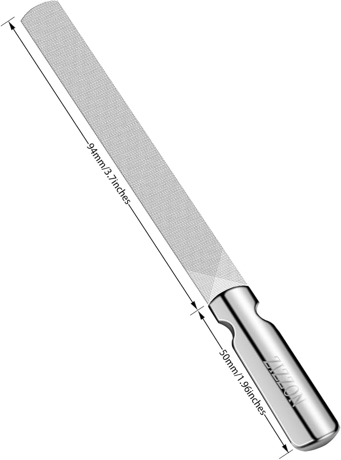 ZIZZON Professional Stainless Steel Nail Files Double Sided for Women and Men, Heavy Duty Reusable Manicure Filer for Natural Nails, Great for Home Salon or Travel Use