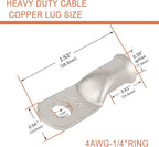 10pcs 4 AWG-1/4(M6) Tinned Copper Ring Terminals Battery Lugs, Heavy Duty Wire Lugs, Battery Cable Connectors