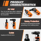 Air Die Grinder Set, Straight/Angled Air Die Grinder Kit with 1/4 and 1/8 inch Collets, Pneumatic Tools 2PCS