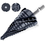 Four Sprial Flute M35 Cobalt Step Drill Bit, 1/4"-1-1/8" Ultra TiAIN Coated Unibit Step Bit, 1/4" Hex Shank Drill Bit for Metal, Stainless Steel, Aluminum, Copper, Wood, PVC