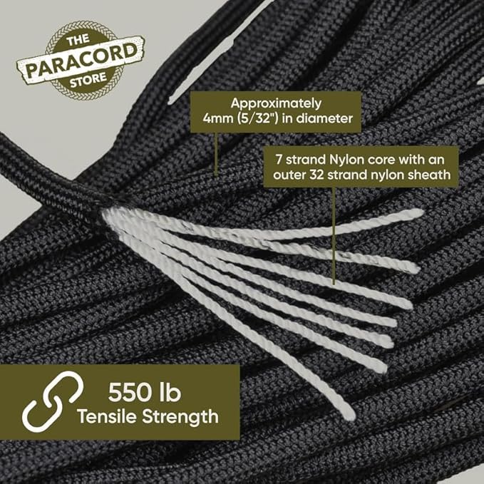 The Paracord Store | Type III 550 Paracord - 50 FT Hank, Neon Turquoise | Heavy Duty 7 Strand Tactical Paracord - USA Made Nylon Outdoor Parachute Cord for Camping, Fishing & More - Survival Cord