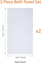 Amazon Basics 2 Piece Quick-Dry Oversize Bath Towel, 100% Cotton, White, 54" x 30"