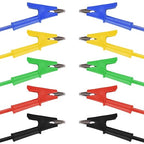 WGGE 5PCS Dual Ended Alligator Clips Test Leads Set, 15A Test Lead Wire Cable with Insulators Clips, Heavy Duty Cable with Protective Jack Copper Clamps for Electrical Testing 5 Colors 3.3 ft/1m