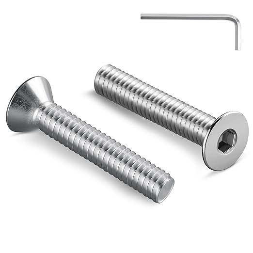 1/4-20 Bolt, 1/4-20 x 1-1/2 Inch Flat Socket Head Screws 15Pcs, 304 Stainless Steel 18-18 Countersunk Bolts, Full Thread, with Hex Spanner