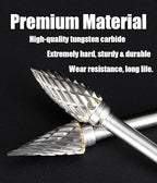 Tungsten Carbide Rotary Burr Set for Dremel, 10PCS Carbide Double Cut Carving Burr Bits with 1/8” Shank Rotary Tool Accessories for Woodworking, Engraving, Drilling, Steel Metal Working