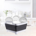 10L Collapsible Wash Basin with Drain Plug (2.6 Gal) – Foldable Portable Sink for Camping, RV, Vegetable Washing – Multi-Use Dish Pan, Ice Beverage Tub, Gray – Pair of Silicone Gloves for Free