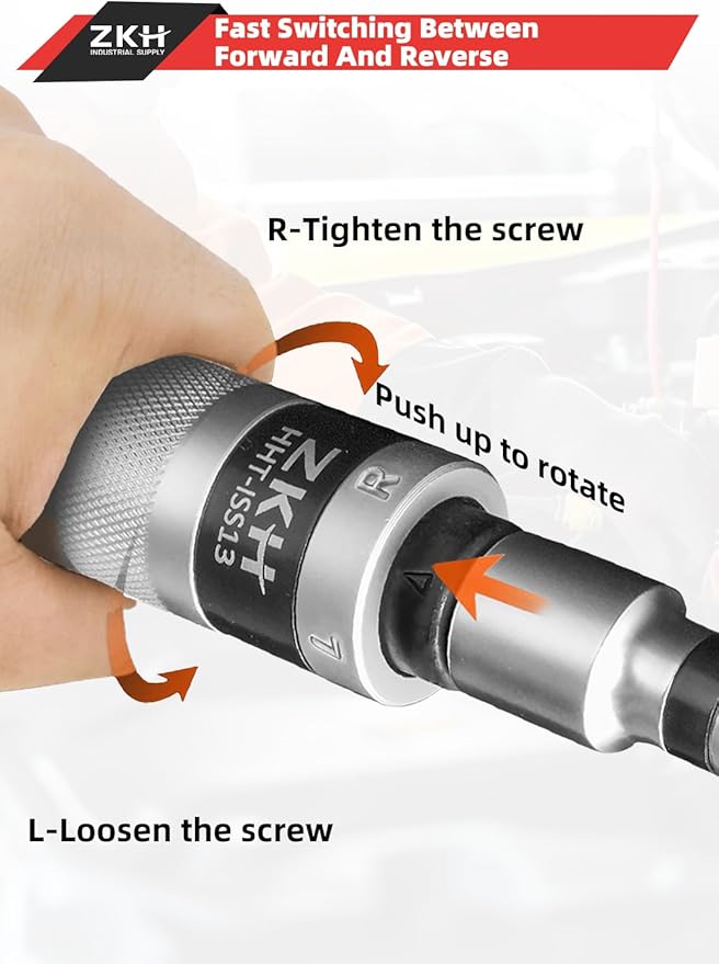 ZKH 3/8" Hand Impact Screwdriver, 1/2" Manual Reversible Impact Driver Includes 10-Piece S2 Steel Slotted, Phillips, Screw Extractor Bit Set for Removing Damaged, Frozen, Rusted Screws and Fasteners
