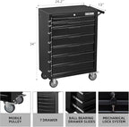 7-Drawer Rolling Tool Chest with Locking Wheels & Drawers, 13" D x 24.2" W x 34" H Mobile Tool Storage Cabinet, Heavy-Duty Garage Organizer w/Ergonomic Handle