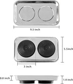 3 Pieces Magnetic Trays Set Stainless Steel Magnet Tool Tray Parts Holder for Screws, Sockets, Bolts, Pins, Mechanic's and Automotive