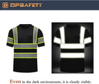 High Visibility Shirts Quick Dry Safety T Shirts with Reflective Strips and Pocket Short Sleeve Mesh Hi Vis Construction Work Class 2 Shirt for Men/Women Black,Small
