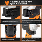 WORKPAD Air Impact Wrench, 1/2 Inch 750N.m, High Torque, Lightweight, 2.8 lbs, Twin Hammer, High Power