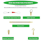 33 Ft Fiberglass Cable Wire Running Pull Push Kit Coaxial Electrical Connectable Fish Tape with Hook and Hole Kit in Transparent Tube Green
