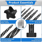 Makerfire 5PCS M2 HSS Taper Chucking Reamer Set, 3/8", 1/2", 5/8", 3/4", 13/16" Reamer Fit 1/2" Round Shank, Tapered Reamer Drill Bit for Metal, Alloy, Steel, Aluminum, Wood, Plastic