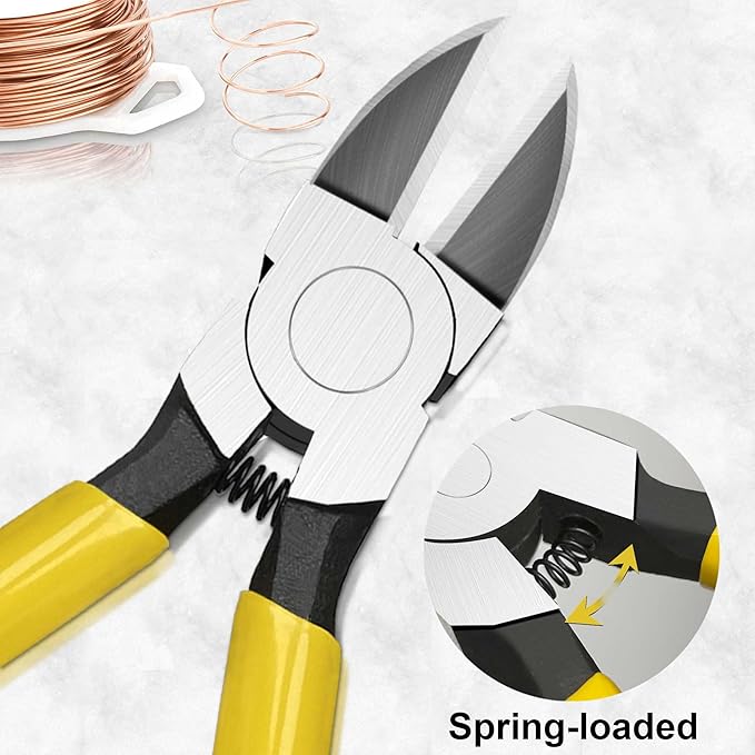 Wire Cutters Set, Ultra Sharp Small Side Cutter Clippers with Spring Loaded, Flush Cutting Pliers, Diagonal Cutting Plier for Jewelry Making, Crafting, Electrical, 6" and 7" - 2 Pack