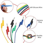 Sumnacon Multimeter Test Lead Set - 5Pcs Stackable Banana Plug to Test Hook Wire Cable Kit with Protective, Flexible Wire Leads for Electrical Testing 500V/5A 9.8Ft/3M