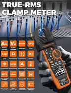 Digital Inrush Clamp Meter, CM06 Clamp Multimeter, T-RMS 6000 Counts 600A Amp Voltage Tester with VFD, LOZ, Measures NCV, AC/DC Voltage Current, Continuity Capacitance Frequency Resistance