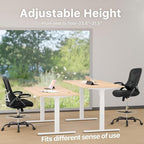 HYLONE Drafting Chair Tall Office Chair High-Back Mesh Standing Desk Stool with Adjustable Footrest Ring and Flip-Up Arms (Black)