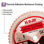 Metal Cutting Circular Saw Blade, Steel and Stainless Steel Cutting, The Cutting Head uses a Special Anti-Heat Sticking Coating with high Finish and Long Life, FMB 8 inch 54-Tooth 1" -TA
