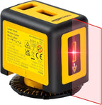 Amazon Basics 360 Degree Rotating Laser Class II Level with 2 Extra-Large backlit bubble vials, 16 ft / 192 in, Yellow/Black